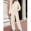 imageZESICA Womens 2 Piece Outfits Sweater Set Long Sleeve Mock Neck Knit Pullover and Wide Leg Pants Lounge Sweatsuit SetsApricot