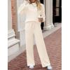 imageZESICA Womens 2 Piece Outfits Sweater Set Long Sleeve Mock Neck Knit Pullover and Wide Leg Pants Lounge Sweatsuit SetsApricot