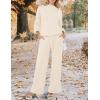 imageZESICA Womens 2 Piece Outfits Sweater Set Long Sleeve Mock Neck Knit Pullover and Wide Leg Pants Lounge Sweatsuit SetsApricot