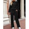 imageZESICA Womens 2 Piece Outfits Sweater Set Long Sleeve Mock Neck Knit Pullover and Wide Leg Pants Lounge Sweatsuit SetsBlack
