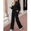 imageZESICA Womens 2 Piece Outfits Sweater Set Long Sleeve Mock Neck Knit Pullover and Wide Leg Pants Lounge Sweatsuit SetsBlack