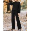 imageZESICA Womens 2 Piece Outfits Sweater Set Long Sleeve Mock Neck Knit Pullover and Wide Leg Pants Lounge Sweatsuit SetsBlack