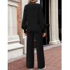 imageZESICA Womens 2 Piece Outfits Sweater Set Long Sleeve Mock Neck Knit Pullover and Wide Leg Pants Lounge Sweatsuit SetsBlack