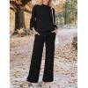 imageZESICA Womens 2 Piece Outfits Sweater Set Long Sleeve Mock Neck Knit Pullover and Wide Leg Pants Lounge Sweatsuit SetsBlack