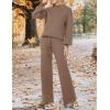 imageZESICA Womens 2 Piece Outfits Sweater Set Long Sleeve Mock Neck Knit Pullover and Wide Leg Pants Lounge Sweatsuit SetsCoffee