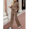 imageZESICA Womens 2 Piece Outfits Sweater Set Long Sleeve Mock Neck Knit Pullover and Wide Leg Pants Lounge Sweatsuit SetsCoffee