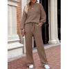 imageZESICA Womens 2 Piece Outfits Sweater Set Long Sleeve Mock Neck Knit Pullover and Wide Leg Pants Lounge Sweatsuit SetsCoffee