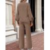 imageZESICA Womens 2 Piece Outfits Sweater Set Long Sleeve Mock Neck Knit Pullover and Wide Leg Pants Lounge Sweatsuit SetsCoffee