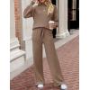 imageZESICA Womens 2 Piece Outfits Sweater Set Long Sleeve Mock Neck Knit Pullover and Wide Leg Pants Lounge Sweatsuit SetsCoffee