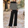 imageZESICA Womens 2 Piece Outfits Sweater Set Long Sleeve Mock Neck Knit Pullover and Wide Leg Pants Lounge Sweatsuit SetsDim