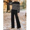 imageZESICA Womens 2 Piece Outfits Sweater Set Long Sleeve Mock Neck Knit Pullover and Wide Leg Pants Lounge Sweatsuit SetsDim