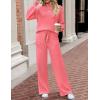 imageZESICA Womens 2 Piece Outfits Sweater Set Long Sleeve Mock Neck Knit Pullover and Wide Leg Pants Lounge Sweatsuit SetsHotpink