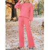 imageZESICA Womens 2 Piece Outfits Sweater Set Long Sleeve Mock Neck Knit Pullover and Wide Leg Pants Lounge Sweatsuit SetsHotpink
