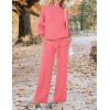 imageZESICA Womens 2 Piece Outfits Sweater Set Long Sleeve Mock Neck Knit Pullover and Wide Leg Pants Lounge Sweatsuit SetsHotpink