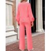 imageZESICA Womens 2 Piece Outfits Sweater Set Long Sleeve Mock Neck Knit Pullover and Wide Leg Pants Lounge Sweatsuit SetsHotpink
