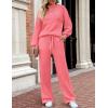 imageZESICA Womens 2 Piece Outfits Sweater Set Long Sleeve Mock Neck Knit Pullover and Wide Leg Pants Lounge Sweatsuit SetsHotpink