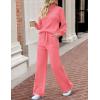 imageZESICA Womens 2 Piece Outfits Sweater Set Long Sleeve Mock Neck Knit Pullover and Wide Leg Pants Lounge Sweatsuit SetsHotpink
