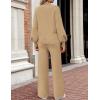 imageZESICA Womens 2 Piece Outfits Sweater Set Long Sleeve Mock Neck Knit Pullover and Wide Leg Pants Lounge Sweatsuit SetsKhaki
