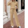 imageZESICA Womens 2 Piece Outfits Sweater Set Long Sleeve Mock Neck Knit Pullover and Wide Leg Pants Lounge Sweatsuit SetsKhaki