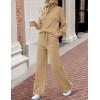 imageZESICA Womens 2 Piece Outfits Sweater Set Long Sleeve Mock Neck Knit Pullover and Wide Leg Pants Lounge Sweatsuit SetsKhaki