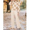 imageZESICA Womens 2 Piece Outfits Sweater Set Long Sleeve Mock Neck Knit Pullover and Wide Leg Pants Lounge Sweatsuit SetsKhakiplaid
