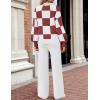 imageZESICA Womens 2 Piece Outfits Sweater Set Long Sleeve Mock Neck Knit Pullover and Wide Leg Pants Lounge Sweatsuit SetsPlumplaid
