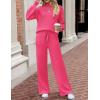 imageZESICA Womens 2 Piece Outfits Sweater Set Long Sleeve Mock Neck Knit Pullover and Wide Leg Pants Lounge Sweatsuit SetsRose