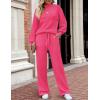 imageZESICA Womens 2 Piece Outfits Sweater Set Long Sleeve Mock Neck Knit Pullover and Wide Leg Pants Lounge Sweatsuit SetsRose