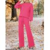imageZESICA Womens 2 Piece Outfits Sweater Set Long Sleeve Mock Neck Knit Pullover and Wide Leg Pants Lounge Sweatsuit SetsRose