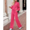 imageZESICA Womens 2 Piece Outfits Sweater Set Long Sleeve Mock Neck Knit Pullover and Wide Leg Pants Lounge Sweatsuit SetsRose