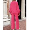 imageZESICA Womens 2 Piece Outfits Sweater Set Long Sleeve Mock Neck Knit Pullover and Wide Leg Pants Lounge Sweatsuit SetsRose