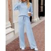 imageZESICA Womens 2 Piece Outfits Sweater Set Long Sleeve Mock Neck Knit Pullover and Wide Leg Pants Lounge Sweatsuit SetsSky
