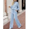 imageZESICA Womens 2 Piece Outfits Sweater Set Long Sleeve Mock Neck Knit Pullover and Wide Leg Pants Lounge Sweatsuit SetsSky