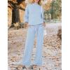 imageZESICA Womens 2 Piece Outfits Sweater Set Long Sleeve Mock Neck Knit Pullover and Wide Leg Pants Lounge Sweatsuit SetsSky