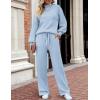 imageZESICA Womens 2 Piece Outfits Sweater Set Long Sleeve Mock Neck Knit Pullover and Wide Leg Pants Lounge Sweatsuit SetsSky