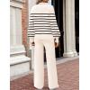 imageZESICA Womens 2 Piece Outfits Sweater Set Long Sleeve Mock Neck Knit Pullover and Wide Leg Pants Lounge Sweatsuit SetsStriped Cream