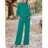 imageZESICA Womens 2 Piece Outfits Sweater Set Long Sleeve Mock Neck Knit Pullover and Wide Leg Pants Lounge Sweatsuit SetsTealgreen