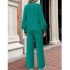imageZESICA Womens 2 Piece Outfits Sweater Set Long Sleeve Mock Neck Knit Pullover and Wide Leg Pants Lounge Sweatsuit SetsTealgreen