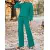 imageZESICA Womens 2 Piece Outfits Sweater Set Long Sleeve Mock Neck Knit Pullover and Wide Leg Pants Lounge Sweatsuit SetsTealgreen