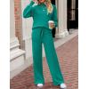 imageZESICA Womens 2 Piece Outfits Sweater Set Long Sleeve Mock Neck Knit Pullover and Wide Leg Pants Lounge Sweatsuit SetsTealgreen