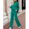 imageZESICA Womens 2 Piece Outfits Sweater Set Long Sleeve Mock Neck Knit Pullover and Wide Leg Pants Lounge Sweatsuit SetsTealgreen
