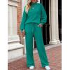 imageZESICA Womens 2 Piece Outfits Sweater Set Long Sleeve Mock Neck Knit Pullover and Wide Leg Pants Lounge Sweatsuit SetsTealgreen