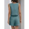 imageZESICA Womens 2024 2 Piece Set Linen Tank Crop Tops and Shorts Summer Two Piece Outfits PajamasLake