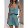 imageZESICA Womens 2024 2 Piece Set Linen Tank Crop Tops and Shorts Summer Two Piece Outfits PajamasLake