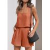imageZESICA Womens 2024 2 Piece Set Linen Tank Crop Tops and Shorts Summer Two Piece Outfits PajamasRust