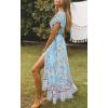 imageZESICA Womens 2024 Bohemian Floral Printed Wrap V Neck Short Sleeve Split Beach Party Maxi DressSkyblue