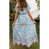 imageZESICA Womens 2024 Bohemian Floral Printed Wrap V Neck Short Sleeve Split Beach Party Maxi DressSkyblue