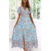 imageZESICA Womens 2024 Bohemian Floral Printed Wrap V Neck Short Sleeve Split Beach Party Maxi DressSkyblue