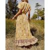 imageZESICA Womens 2024 Bohemian Floral Printed Wrap V Neck Short Sleeve Split Beach Party Maxi DressYellow