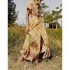 imageZESICA Womens 2024 Bohemian Floral Printed Wrap V Neck Short Sleeve Split Beach Party Maxi DressYellow